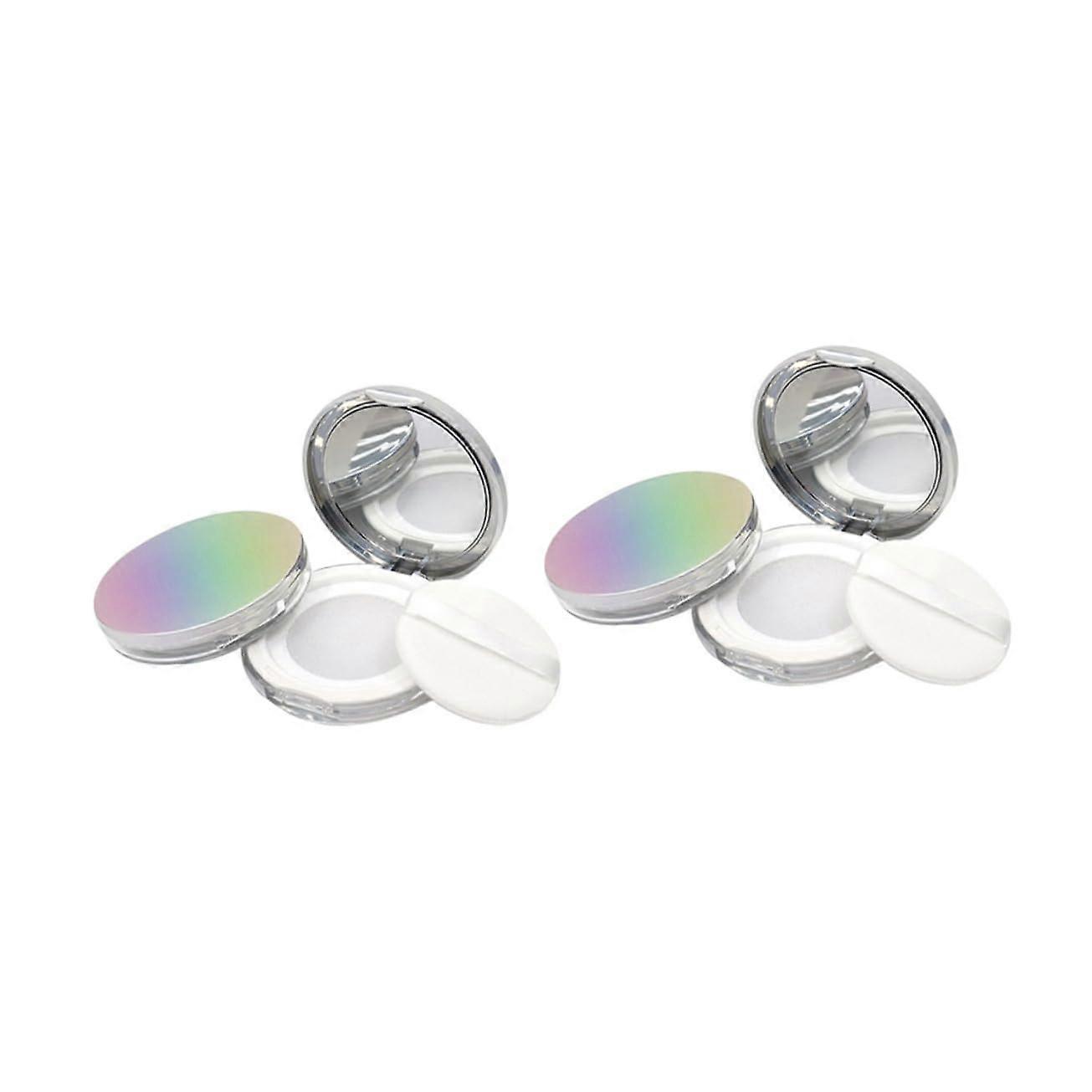 2pcs Loose Powder Container with Builtin Puff, Compact Travel ABS Empty Makeup Powder Box