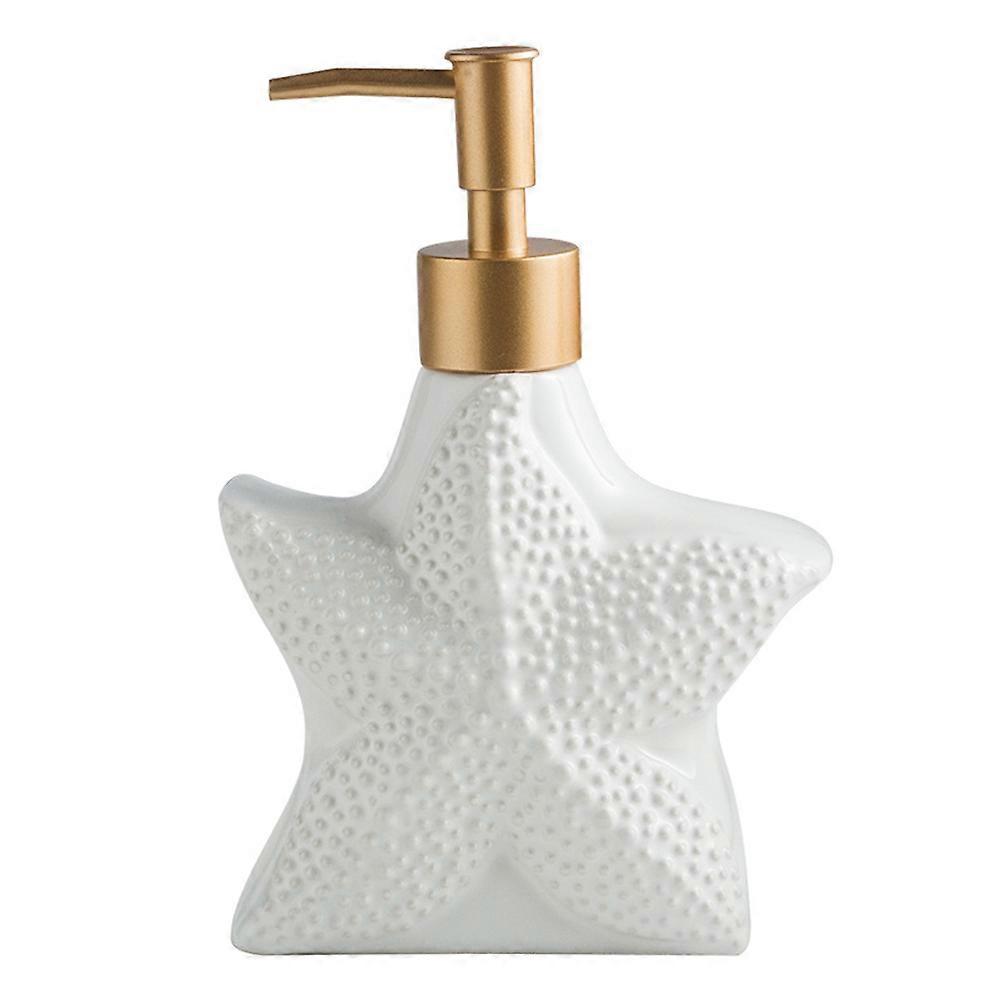 White Ceramic Pump Bottle for Bathroom Use with Star Shape