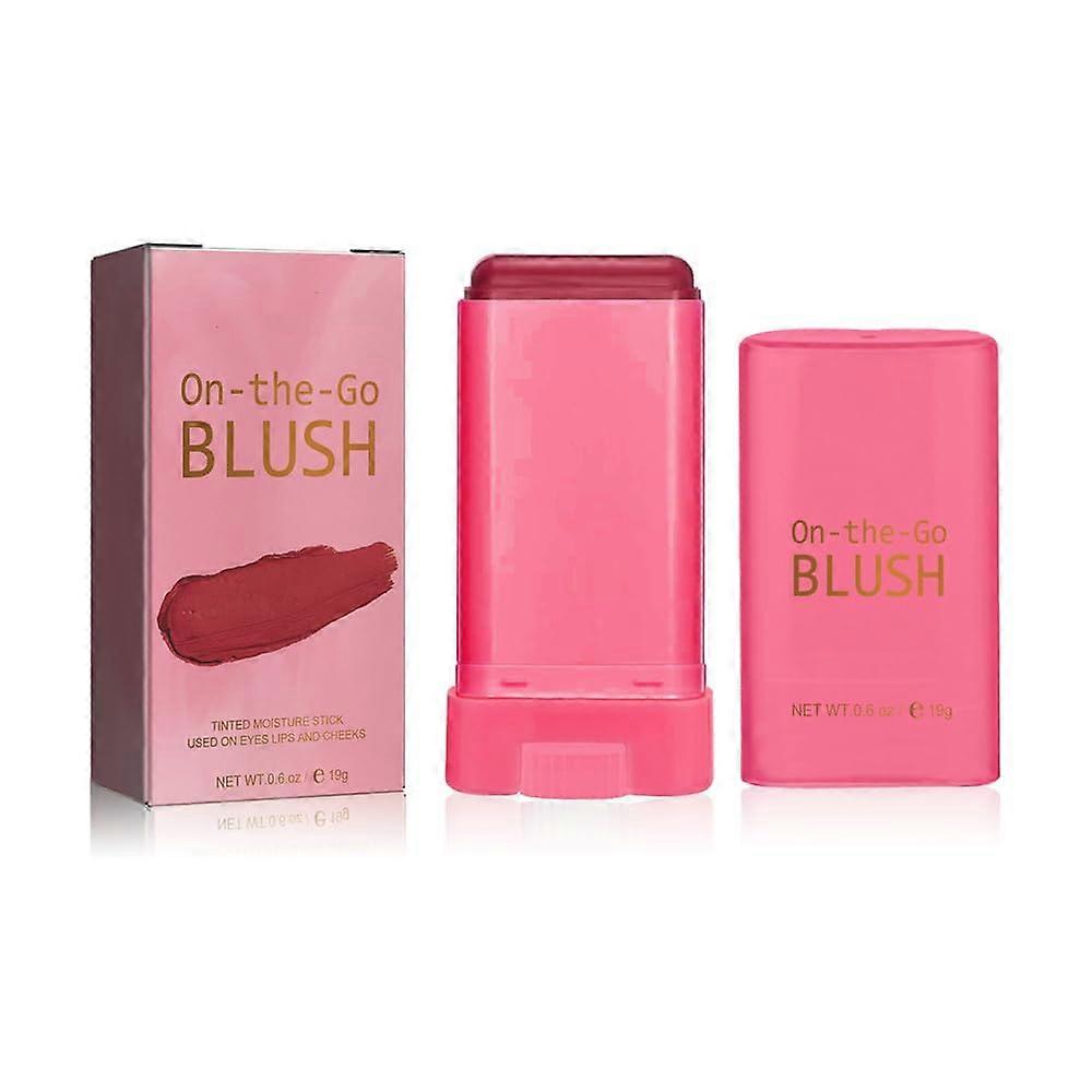 Blush Stick Waterproof Cream MultiUse Easy Blending Buildable Color for Cheeks Lips Eyes Red