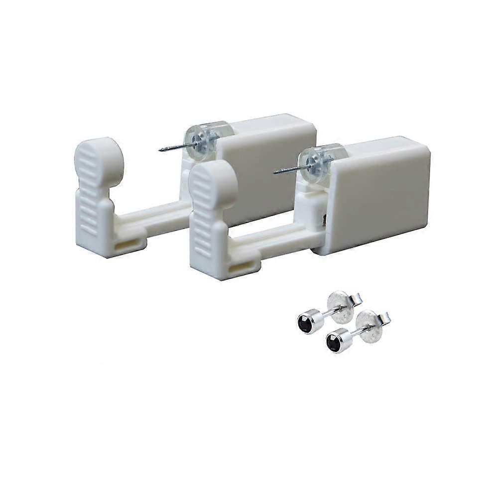Ear Piercing Kit 2 Pack with 3mm Cubic Zirconia Studs, SelfContained Piercing Gun for Earlobe