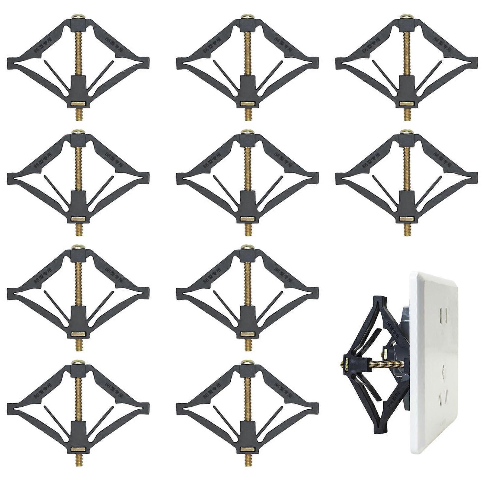 10Pcs Wall Switch Box  Tool with Adjustable Steel Bracket for 86mm Outlet Quick Install