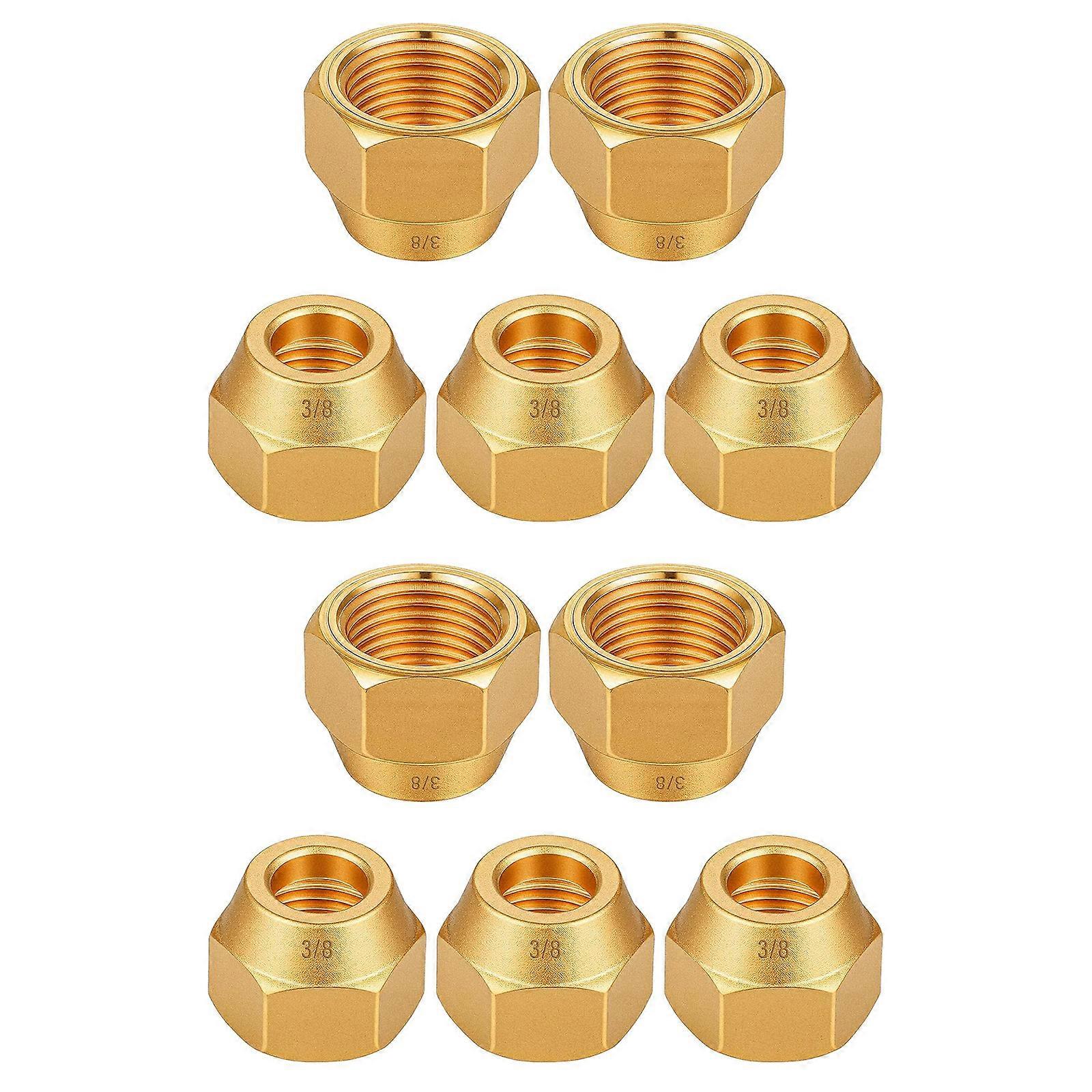 10Pcs Flares Pipe Fitting Adapter Brass Flares Nut Set for Air Conditioning & Copper Pipe Extension Butt Enduring Multicolor