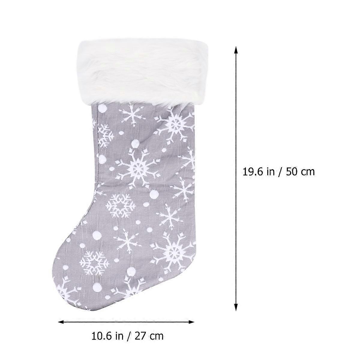 Christmas Gift Stocking Candy Sock for Decor Grey Hanging Bag