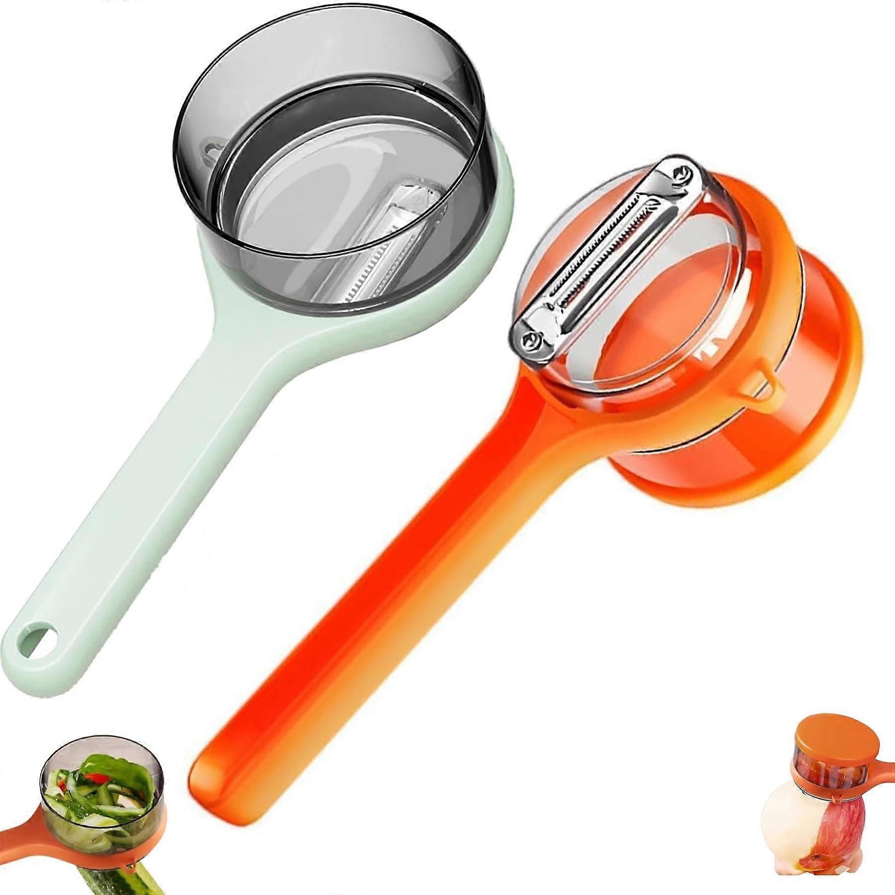 Vegetable Peeler with Storage Container, Ergonomic Grip, DualSided Stainless Steel Blade