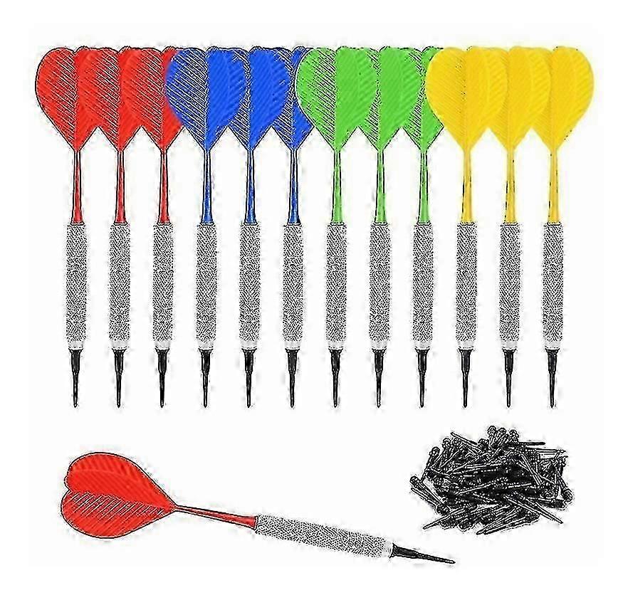 Dart Set With 100 Extra Soft Tips,safety Soft Darts(red,yellow,blue,green)(12pcs)
