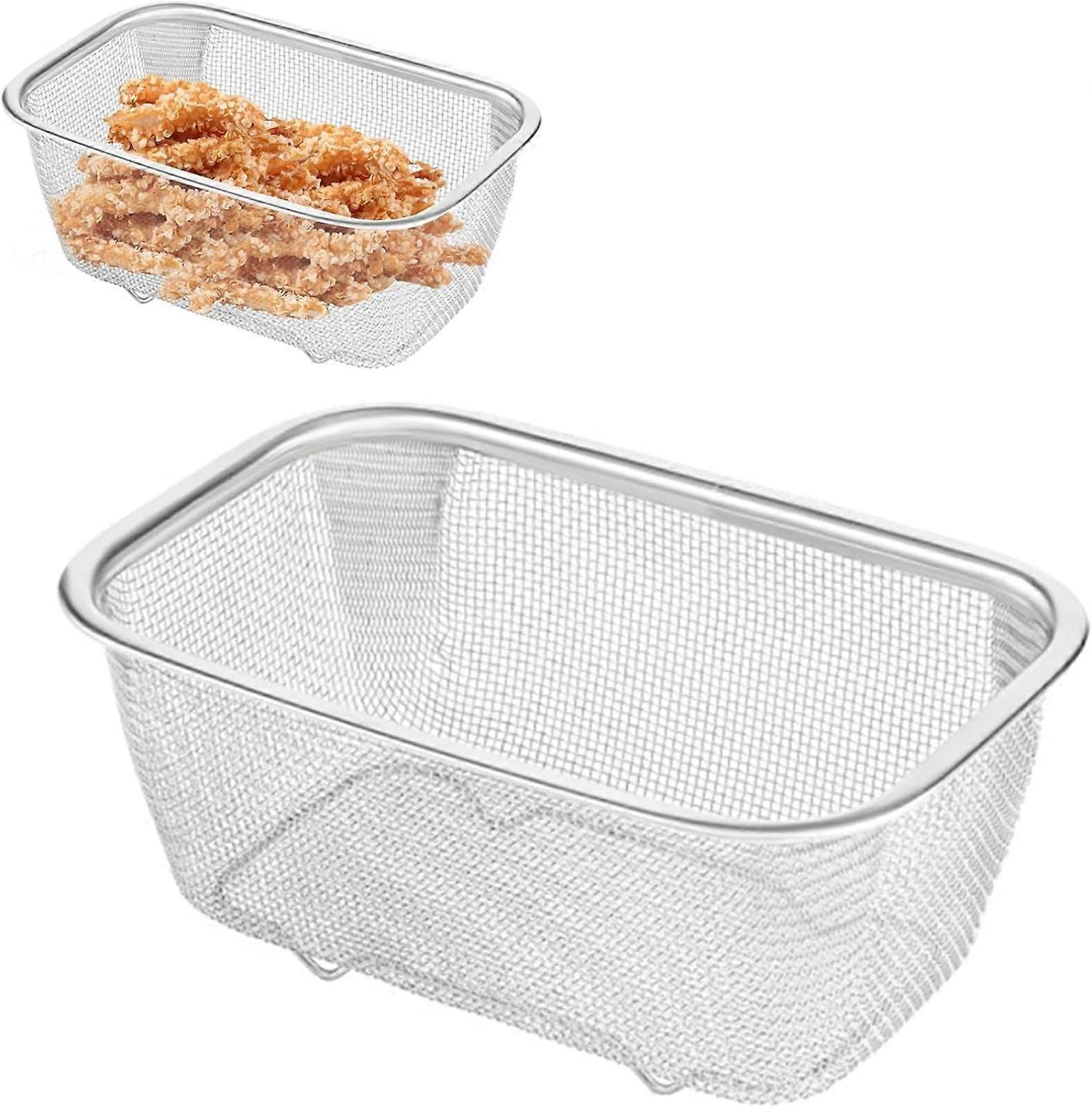 Stainless Steel Mesh Strainer Basket S304 Rectangular Colander for Fast Oil Drain and Fine Filtering