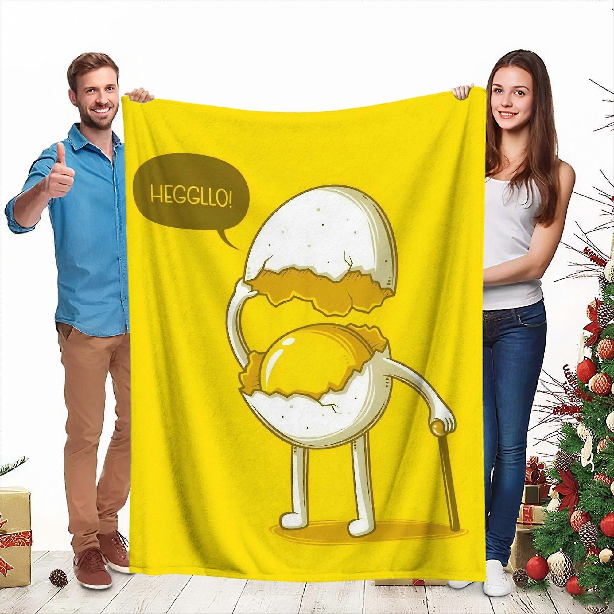 Soft Anime Eggshell Blanket  Cozy Flannel Bedspread Suitable for Sofa Bed