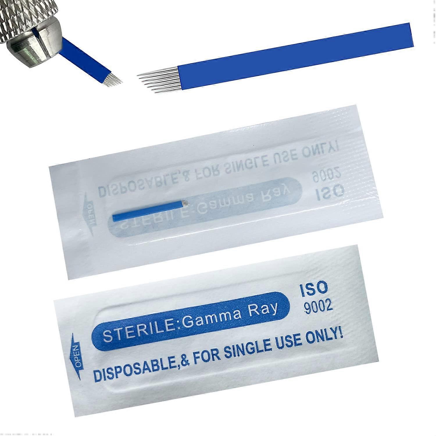 Blue S7 Microblading Needles 30 Pack 0.20mm Permanent Makeup Blades for Precision Eyebrow Tattoo