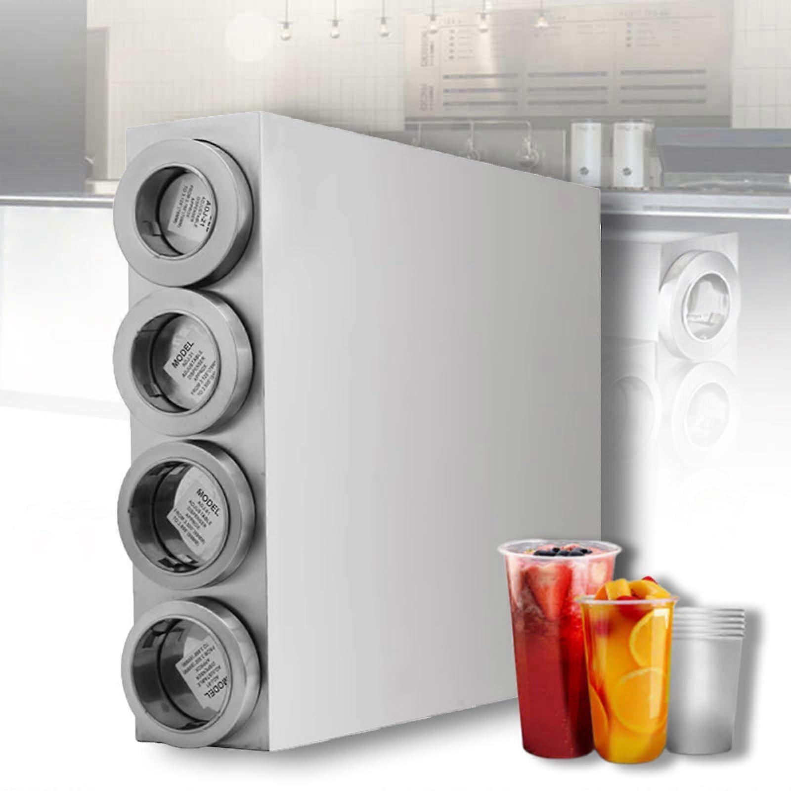 Stainless Steel Cup Dispenser with 4 Adjustable PullType Holders for 8cm 9cm 10cm Cups