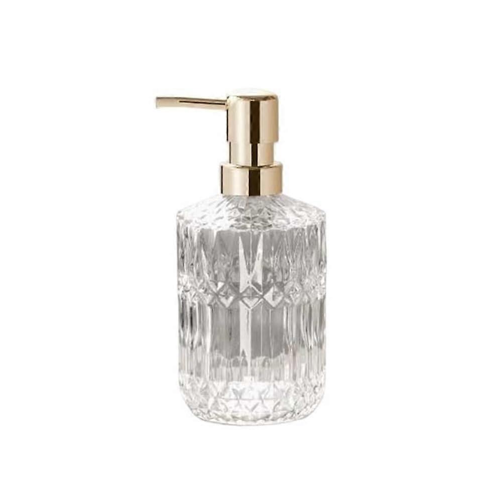 Glass Soap Dispenser 390ml Clear Round Design with Smooth Pump for Bathroom and Kitchen