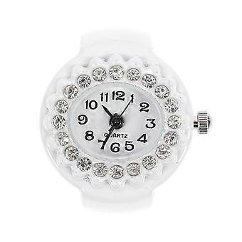 Weißer Strass-Schmuckring mit Quarzwerk, 1 Stück