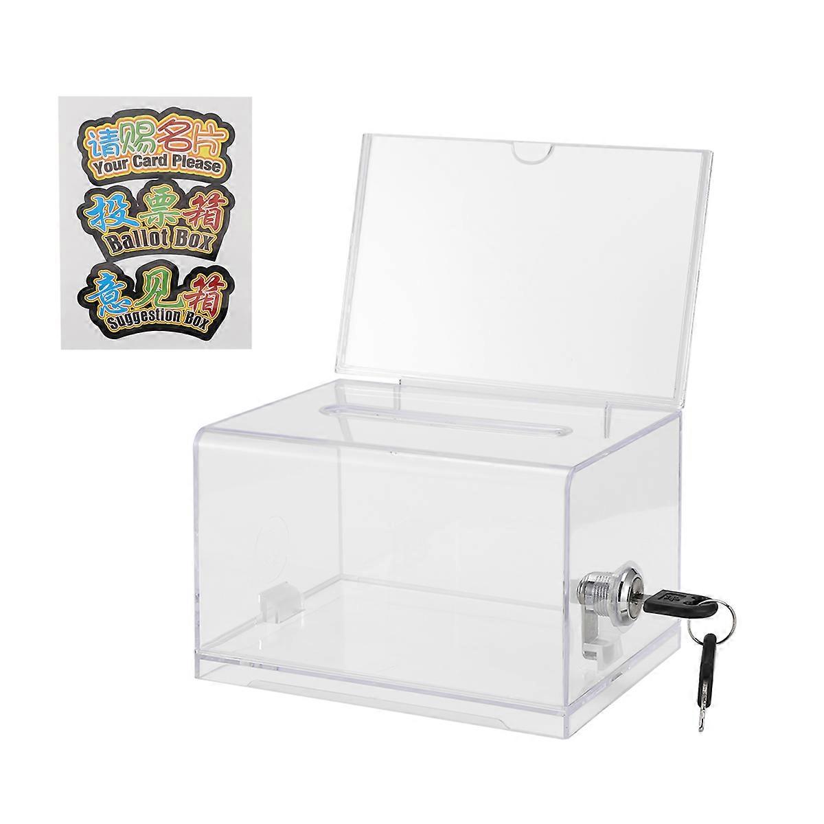 1 Pack Acrylic Donation Box with Lock, Clear Ballot Box