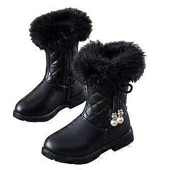 Stivali da neve invernali caldi per bambine Mikilon, taglia 4-10 anni, tinta unita, più stivali da principessa in velluto e spesso, comode scarpe con tubo centrale