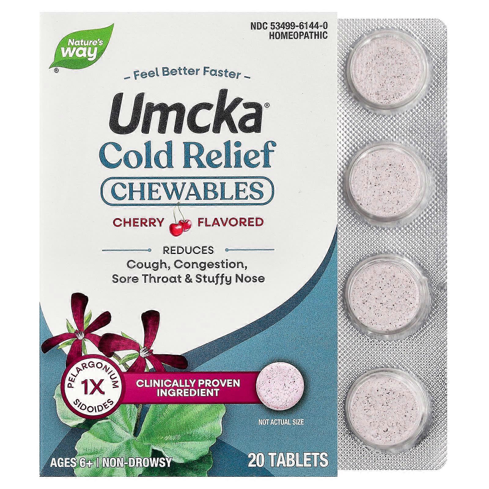 Nature's Way, Umcka, ColdCare, Cherry, 20 Chewable Tablets
