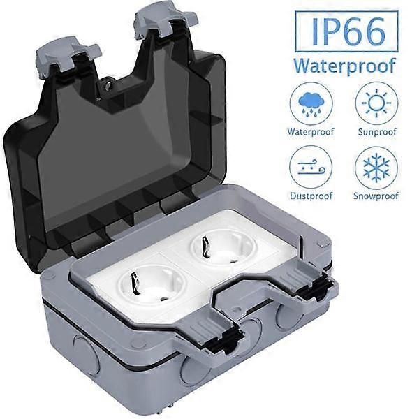 Outdoor Socket with Lid - All in One Frame + Recessed Insert + Lid, Waterproof External Socket, Dustproof Surface Mounted Socket
