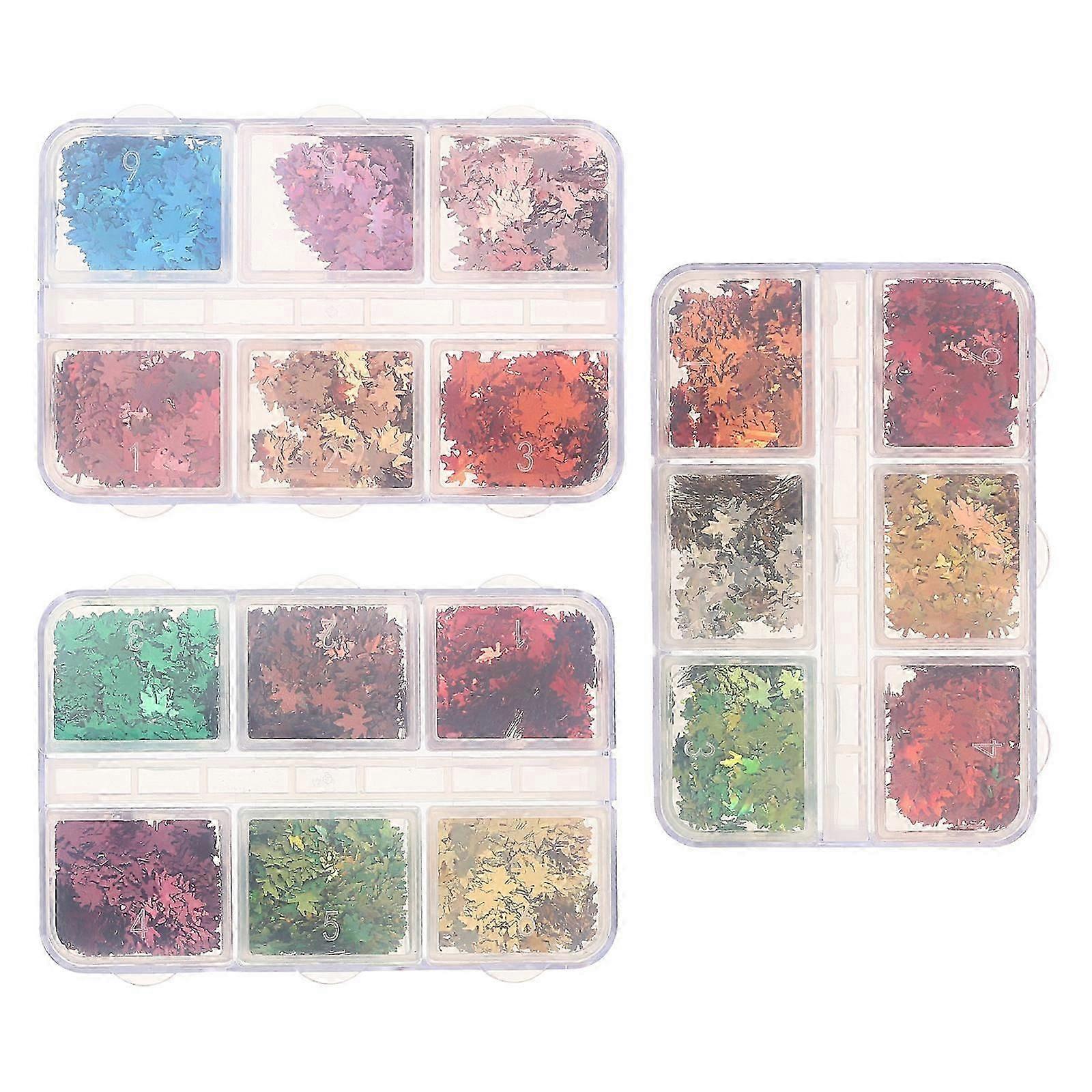 Maple Leaf Nail Charms, 3 Boxes for Manicure Art