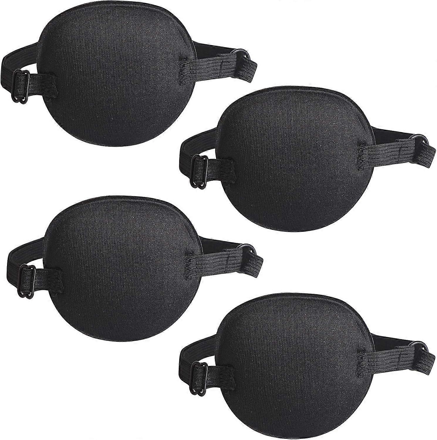 4 Pack Eye Patch Single Eye Patch Pirate Eye Patch with Adjustable Buckle for Amblyopia Lazy Eye, Black