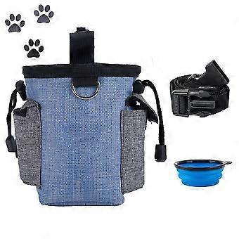 Dog Training Pouch Bag With Waist Shoulder Strap, Poop Bag Dispenser And Collapsible Bowl Treat Training Bag