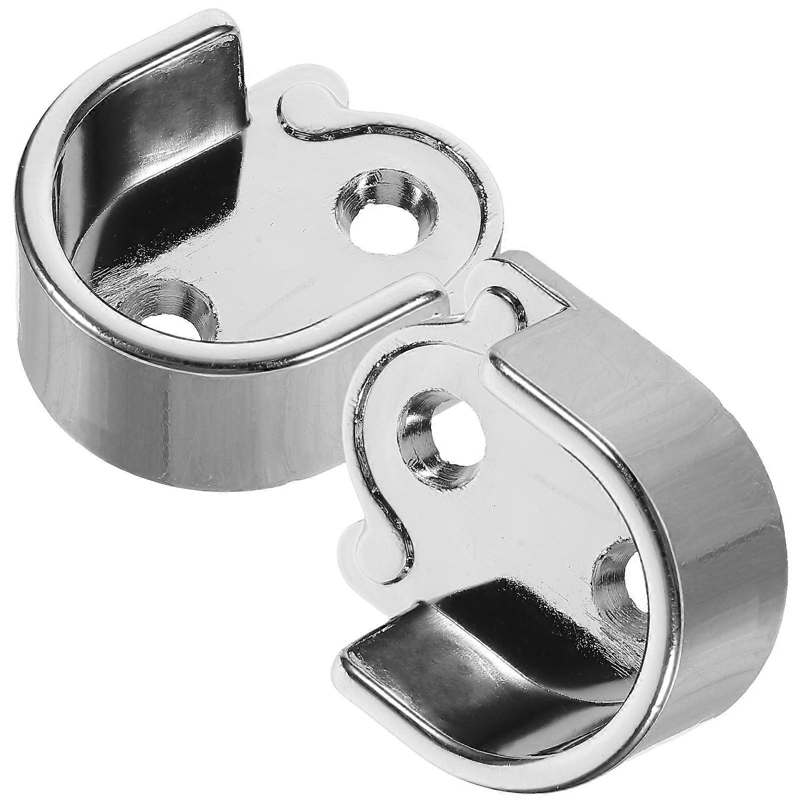 2pcs Bracket Wardrobe Rail Support Closet Pole Socket Flange Socket Bracket