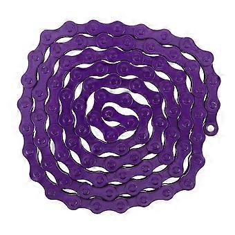 Chaîne de vélo robuste - Chaîne en acier monovitesse - Maillon de rechange pour l'entretien de la transmission de votre vélo de route (violet)