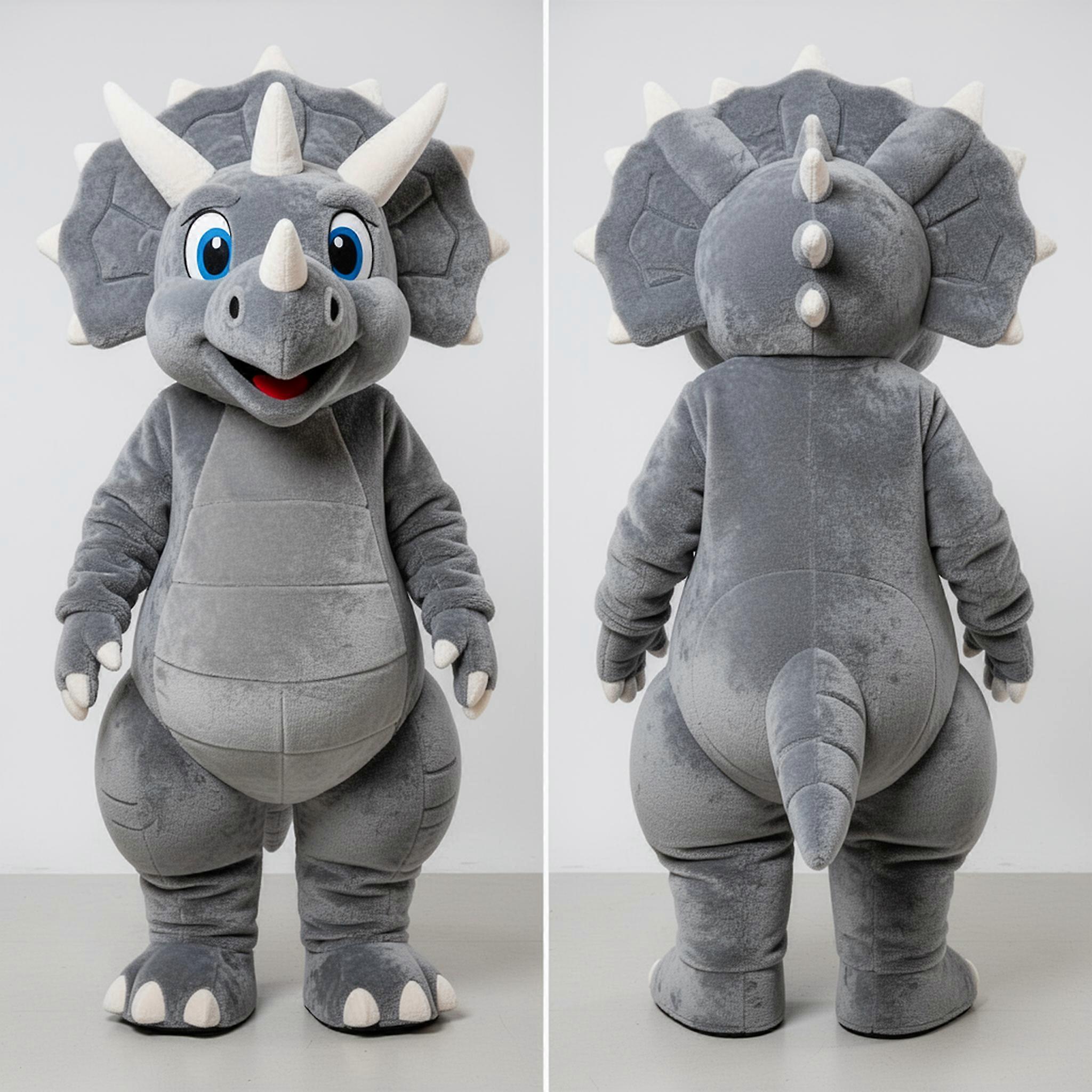 MASTICOT Emerald Green Broad Shouldered Triceratops Mascot