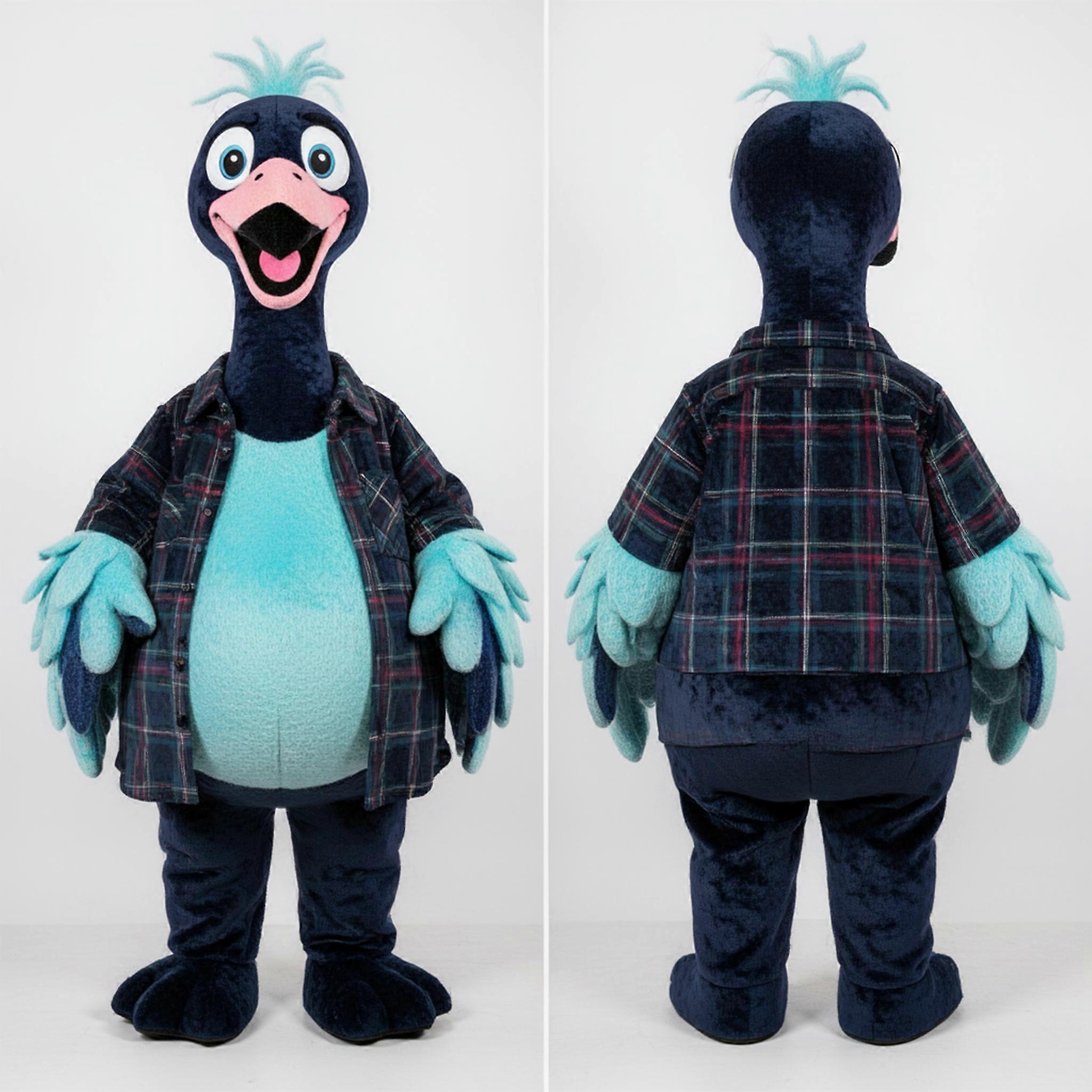 MASTICOT Navy Oversized Flannel Flamingo Mascot