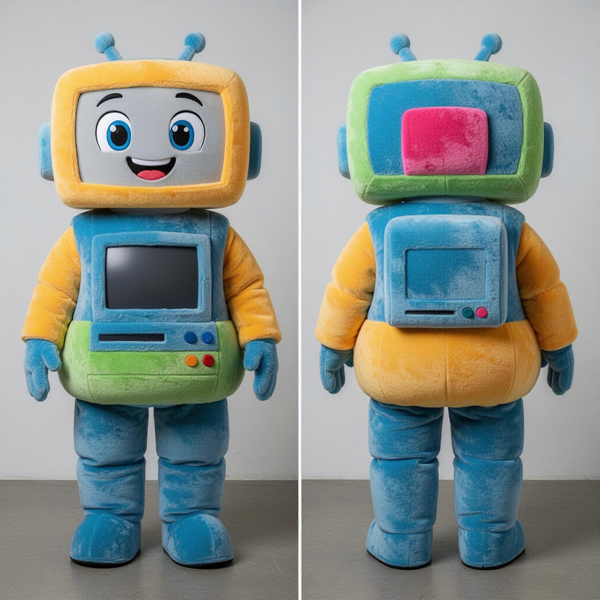 MASTICOT Pastel Blue Grey Pixel-Eyed Computer Mascot