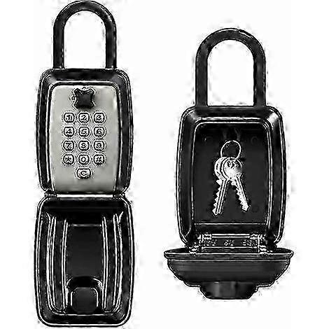 Wall-Mounted Code Key Safe Box with Hook - Secure Password Key Storage Black Home Office Pro