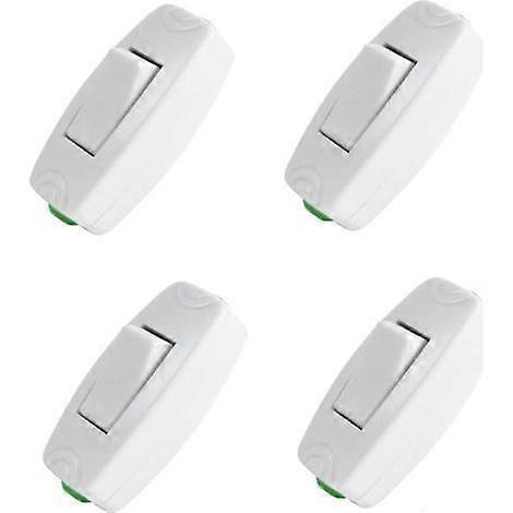 16A Lamp Appliance Button Control Switch, White Push-Button Switch, 4pcs