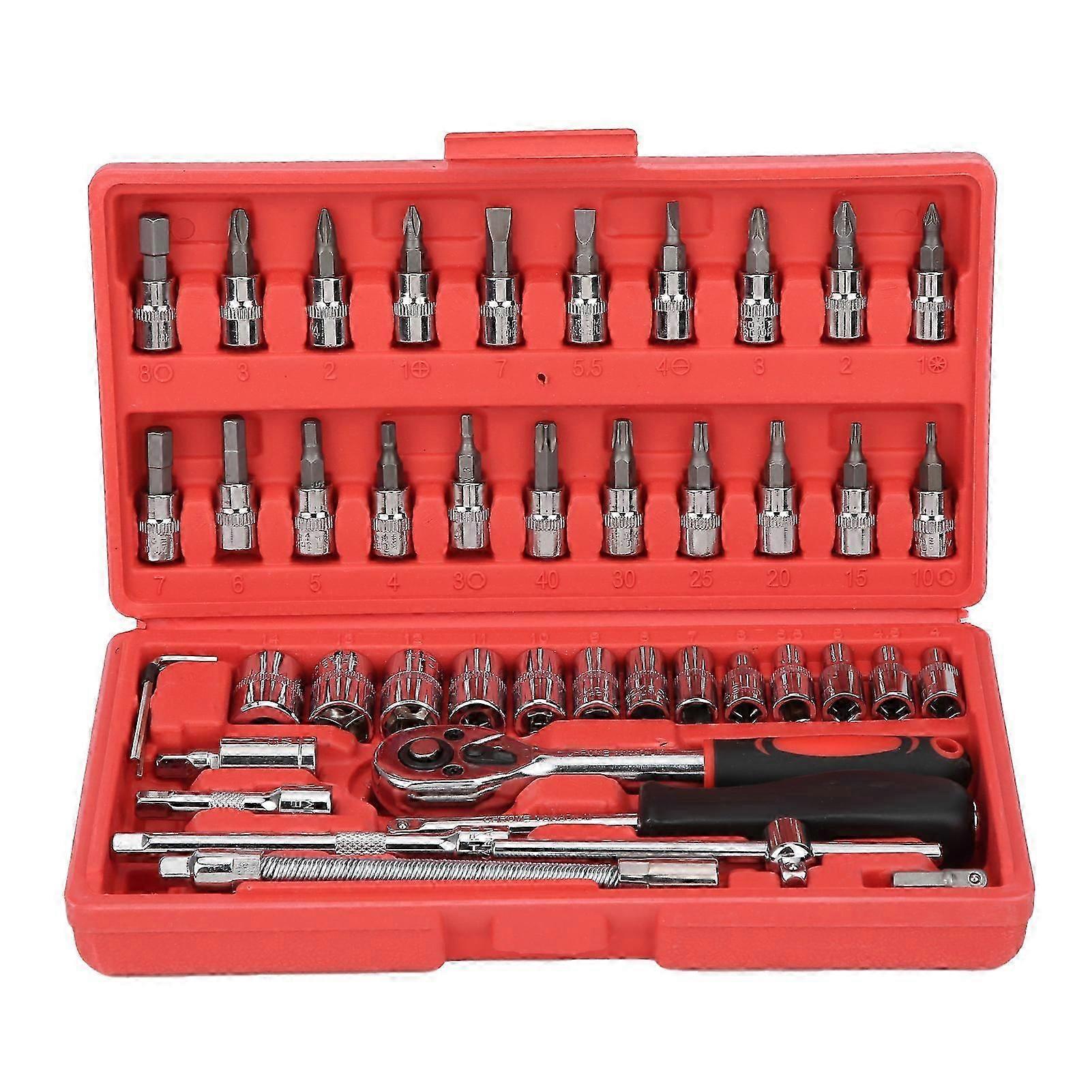 Hand tool socket set 1/4in drive for vehicle maintenance