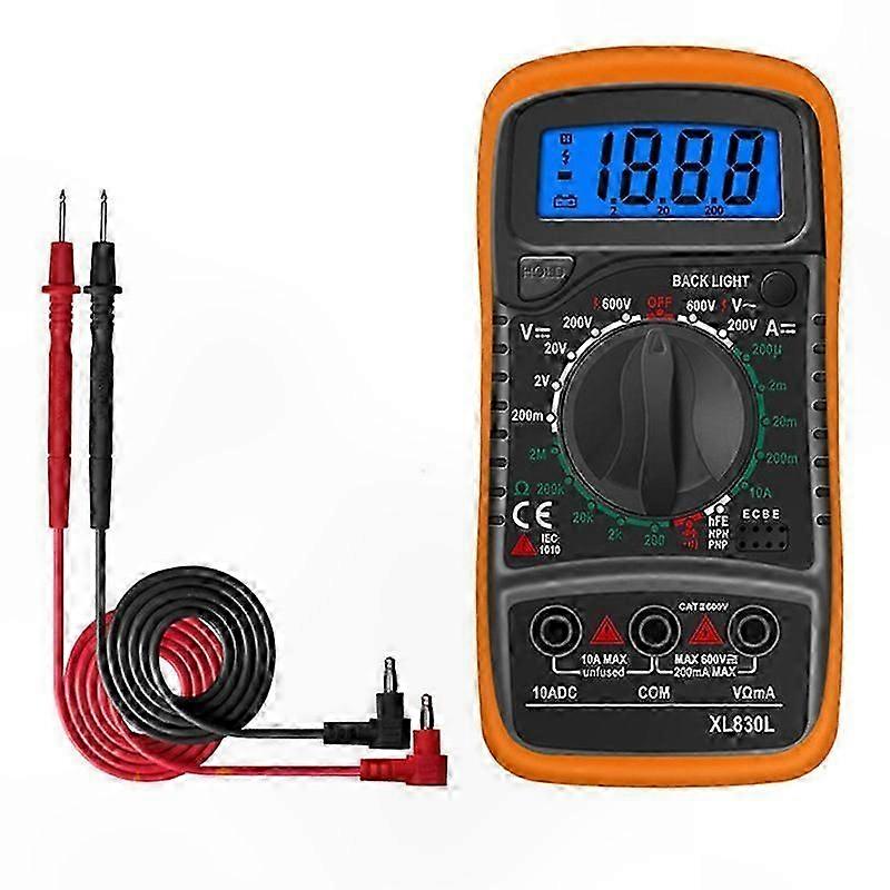 Mini Digital Multimeter with Backlit - 2000 Counts AC DC Voltage Current Resistance Diode Test Buzzer Transistor Measurement Tool