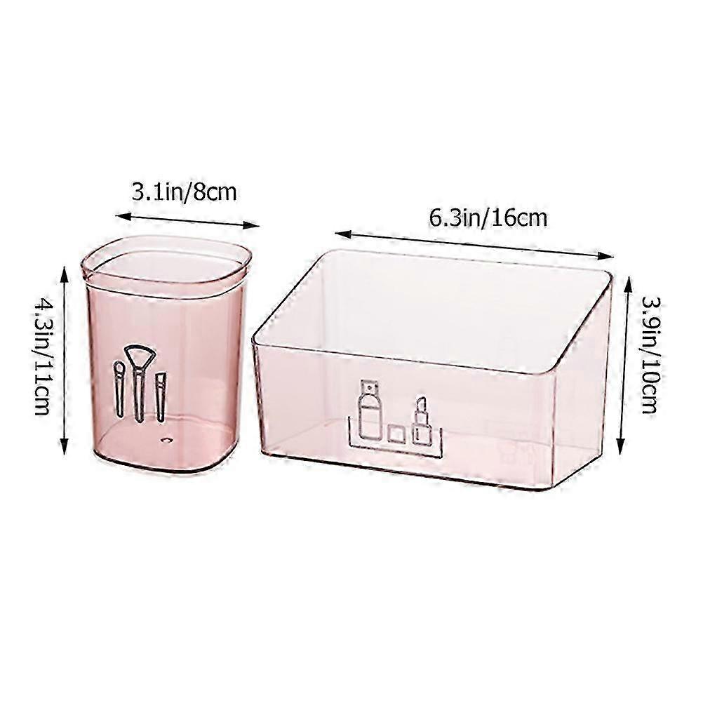 Makeup Organizer Plastic Cosmetic Storage Box compatible with Dressing Table 2Pcs