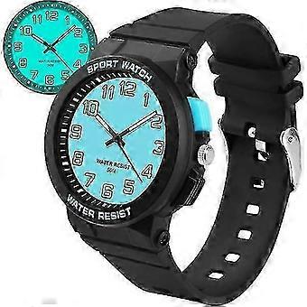 Analoog kinderhorloge met achtergrondverlichting, 5ATM waterdicht, zachte rubberen band, gemakkelijk af te lezen wijzerplaat.