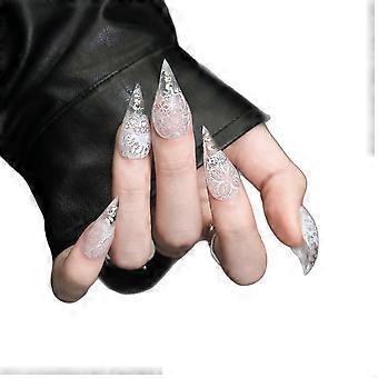 Western Handcrafted Dragon Scale Claw Press-On Nails, 24 pcs Almond False Nail Tips with Glue for Everyday and Party Wear