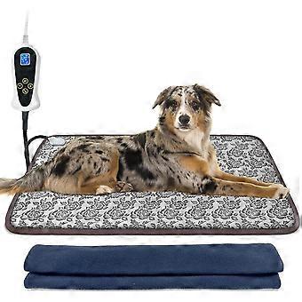 Large Dog Heating Pad for Dogs, Pet Heating Pad Electric, Waterproof, Heated Dog Bed with Timer, with Smart Thermostat Switch, Add Wire Rope with Blu