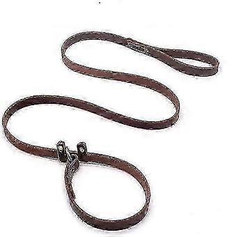 Adjustable dog slip lead, stitched leather leash with slider SZRH A-J