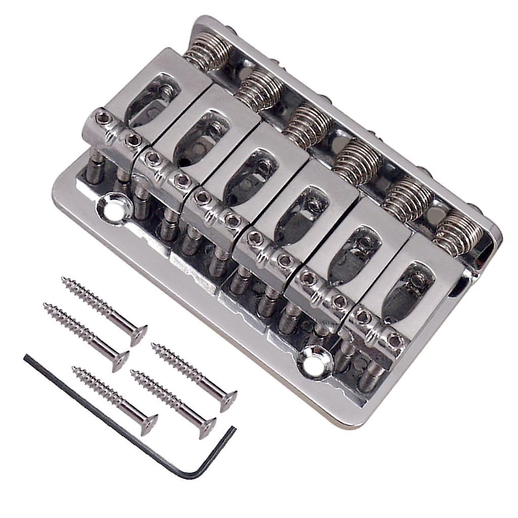 A Set Top Load Concave Saddle 6 String Bridge for Electric Guitar Silver