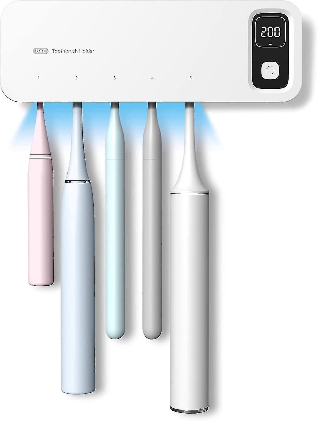Toothbrush Sanitizer,5 Slots Fan Drying Function And Drill-free Toothbrush Sanitizer And Holder, Recharge