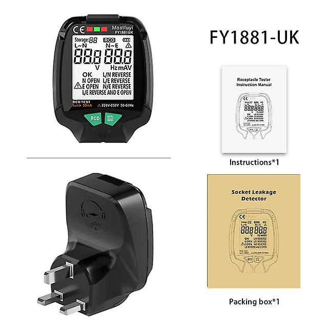 New Generation Full Screen Socket Tester Ground Zero Ac Voltage Tester 30v-250v Rcd Test Plug Polarity Phase Check Eu/us/uk