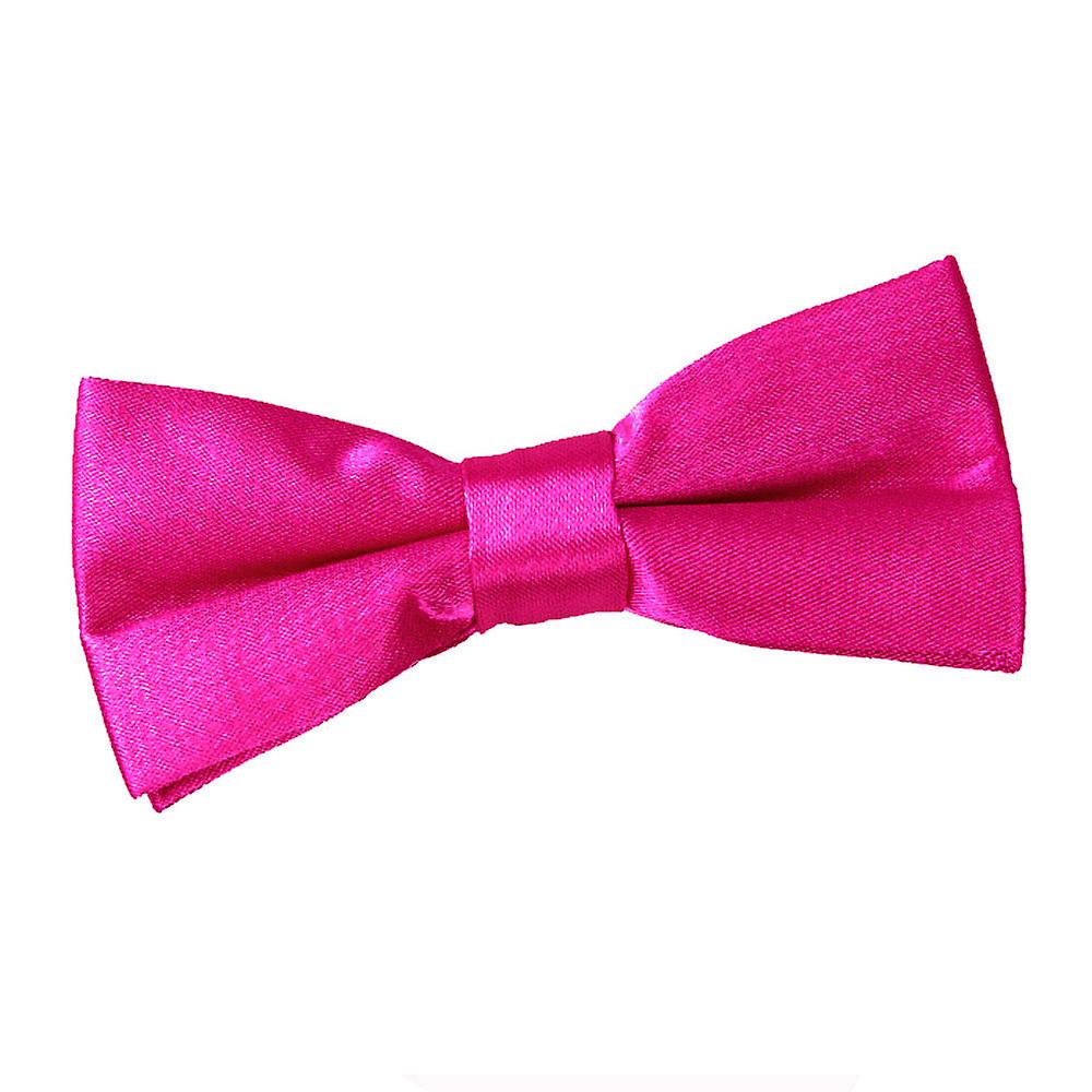 Hot Pink Plain Satin Pre-Tied Bow Tie for Boys