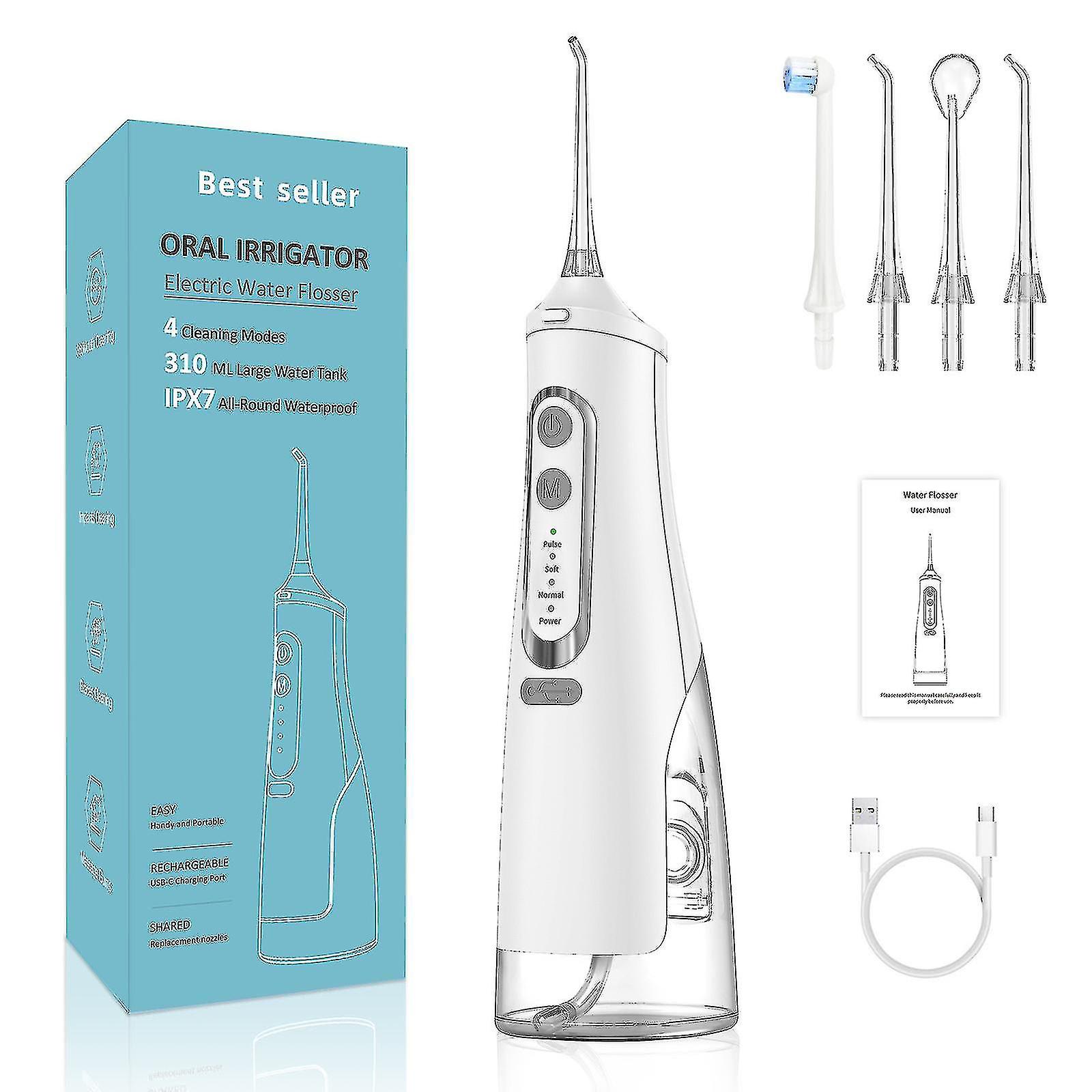 Portable Oral Irrigator Eau Dentaire Flosser Usb Rechargeable 4 Modes Ip7 Étanche 300ml Dents