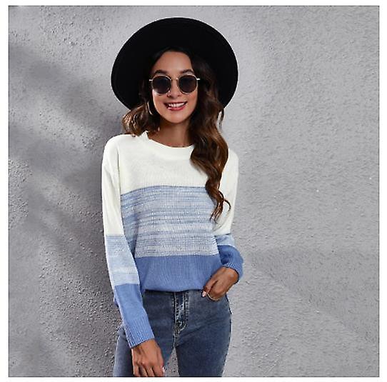 Women's Knitted Sweater Spring And Autumn Fashion Color Matching Drop Shoulder Sweater Women's High Quality Loose Casual Long-sleeved Women