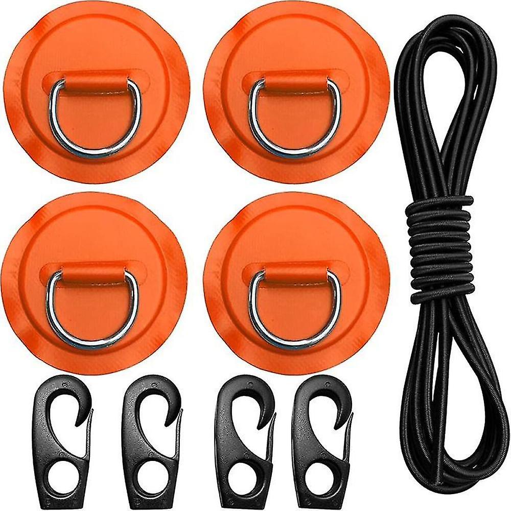 Pad Eye Cord Kit,d-ring +bungee Shock Cord+hooks-deck Lashing Ring With Plate For Boat Kayak Access
