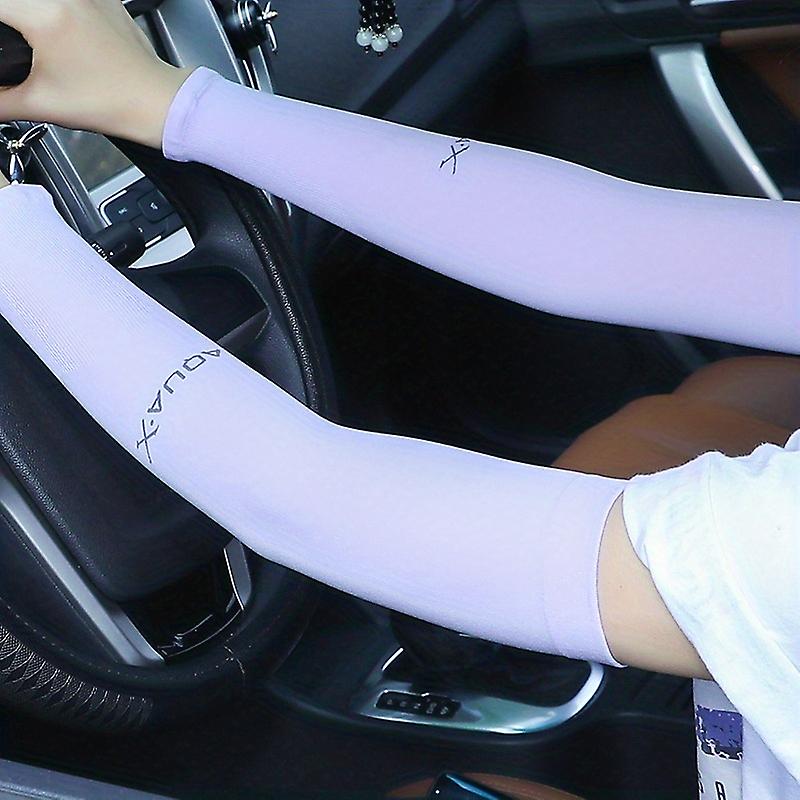 Stay Cool & Protected While You Exercise: 2pcs Women S Ice Silk Arm Sleeves!
