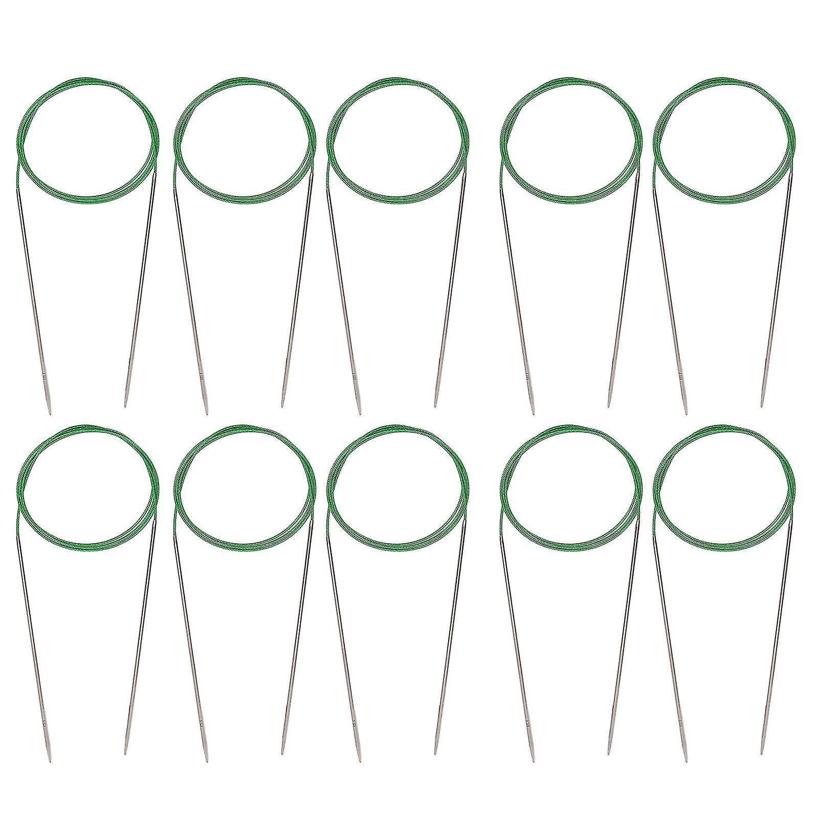 10pcs Circular Knitting Needle Multipurpose 100cm 39in  Length Ring Stainless Steel Sweater Thread Loop Needle Set