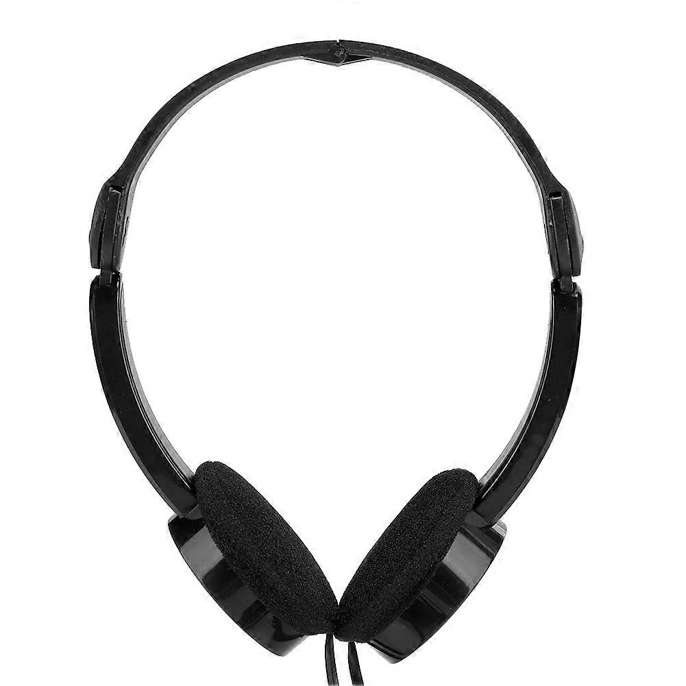 Black Foldable Wired Stereo Headset for Kids with Mic - Tangle-Free, Comfortable Design