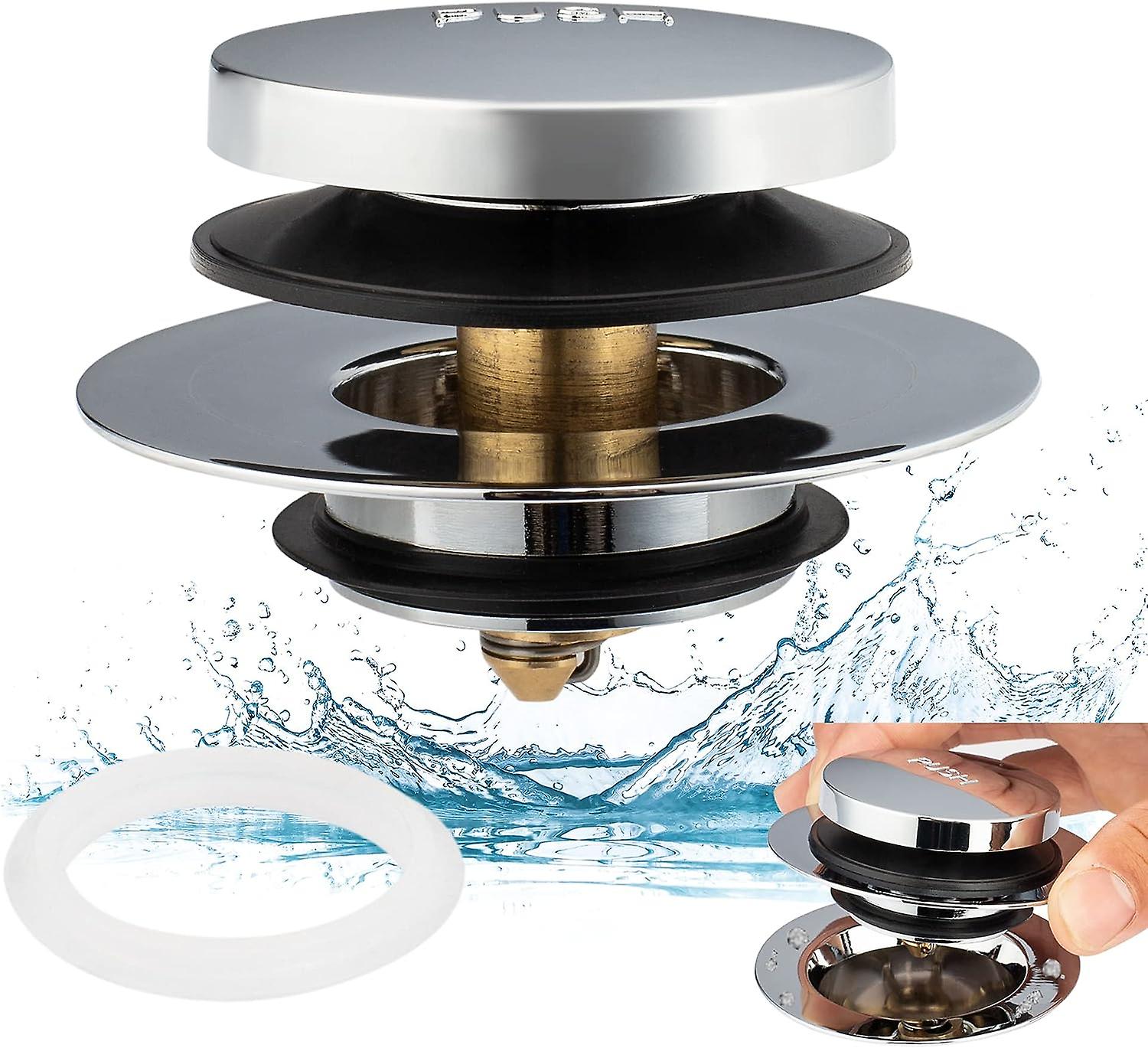 Universal Tip Bathroom Drain Plug And Cover, Bathtub Drain Plug, Replacement Lift And Turn, Bathtub Tip And Traveler Bar Drain (brushed Nickel)