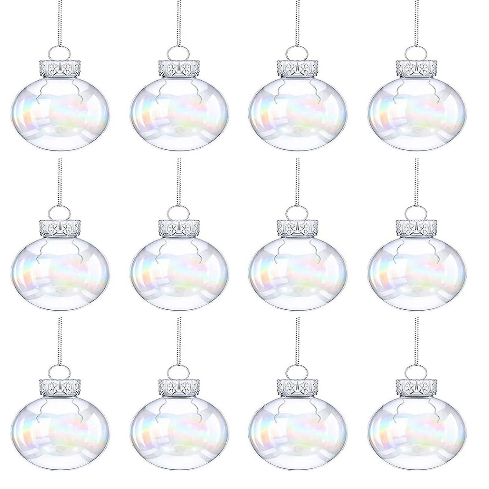 Xmas Clear Iridescent Round Ball Christmas Rainbow Color Balls For Living Room Bedroom Study
