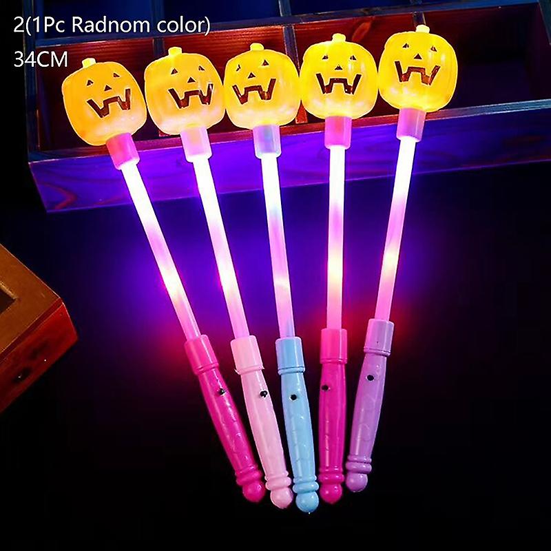 Halloween Spring Rods Led Flash Skeleton Pumpkin Stick Children Toys Gifts