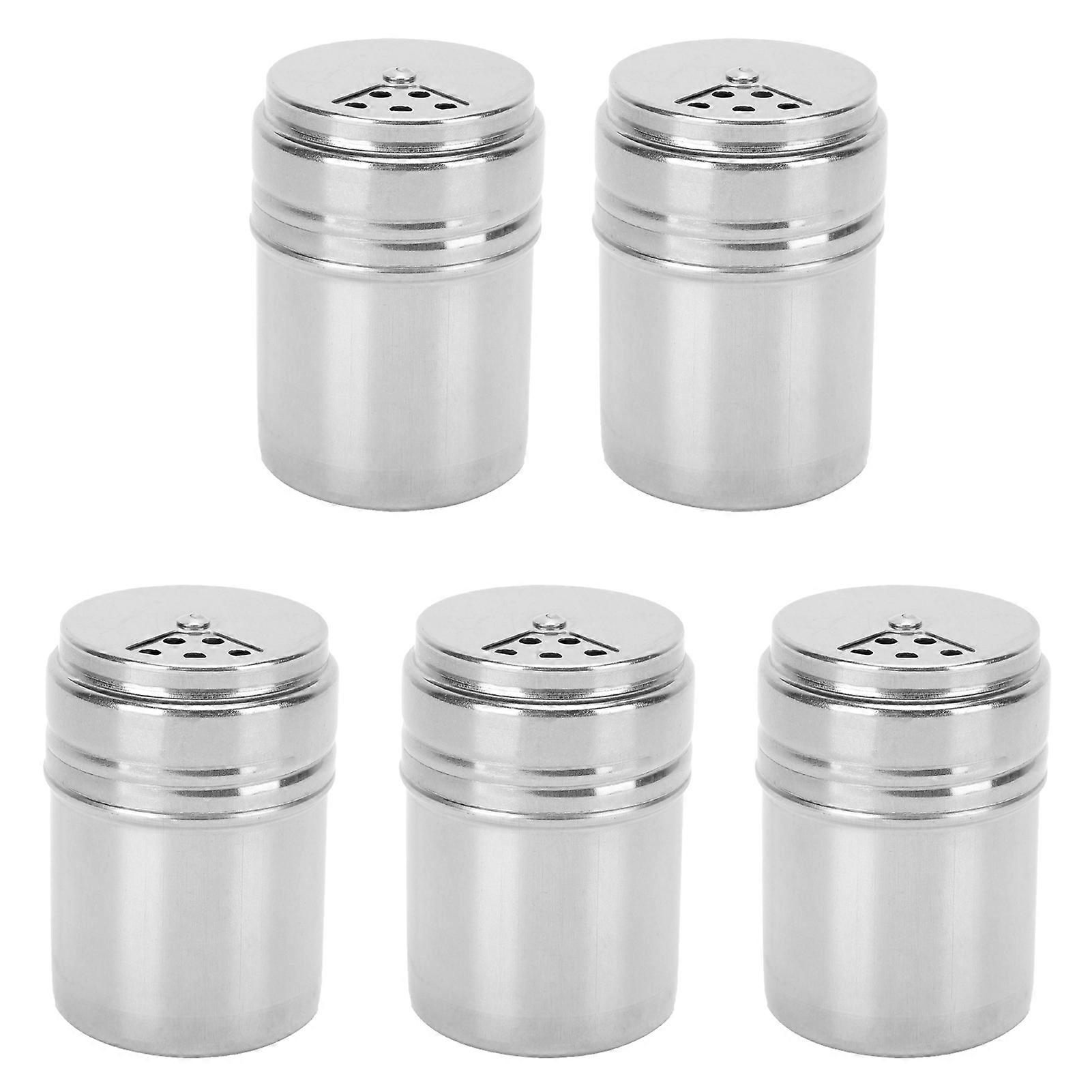 Spice Bottle 5PCS Seasoning Bottle Stainless Steel Spice Shaker with Rotating Cover Kitchen Gadget BBQ Tool
